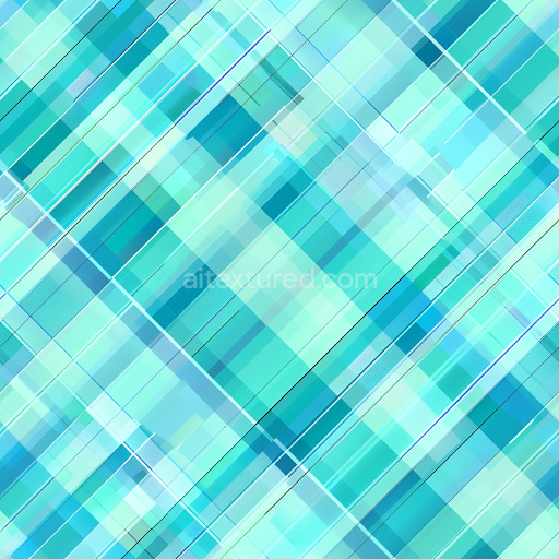 Seamless 3D Plaid Metal PBR Texture Featuring Layered Blue and Cyan Panels