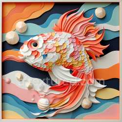 seamless Seamless 3D PBR Texture Featuring Stylized Colorful Fish Scales and Flowing Fins texture 8k free download PBR