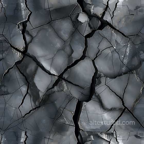 Cracked Dark Stone PBR Texture with Deep Fractures and Rough Surface Cracked & Holes texture preview
