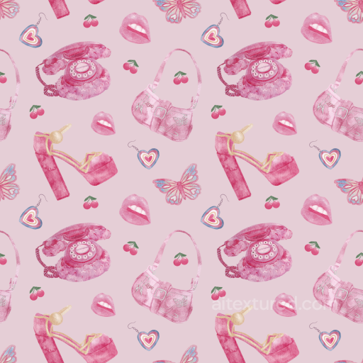 with Pink Cute Accessories and Motifs seamless Baby girl  PBR texture