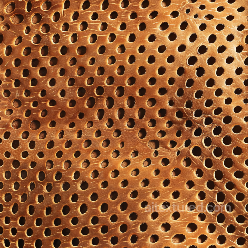 Perforated Cognac Leather Texture with Distinctive Grain and Soft Wrinkles seamless Leather PBR texture