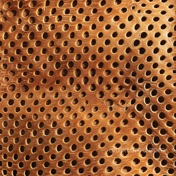 Perforated Cognac Leather Texture with Distinctive Grain and Soft Wrinkles Leather texture preview