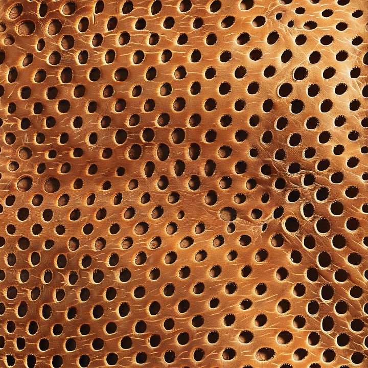 Perforated Cognac Leather with Distinctive Grain and Soft Wrinkles seamless PBR texture preview