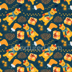 seamless Seamless 3D PBR Texture Featuring Cute Winter Bears, Christmas Hats & Gifts texture 8k free download PBR