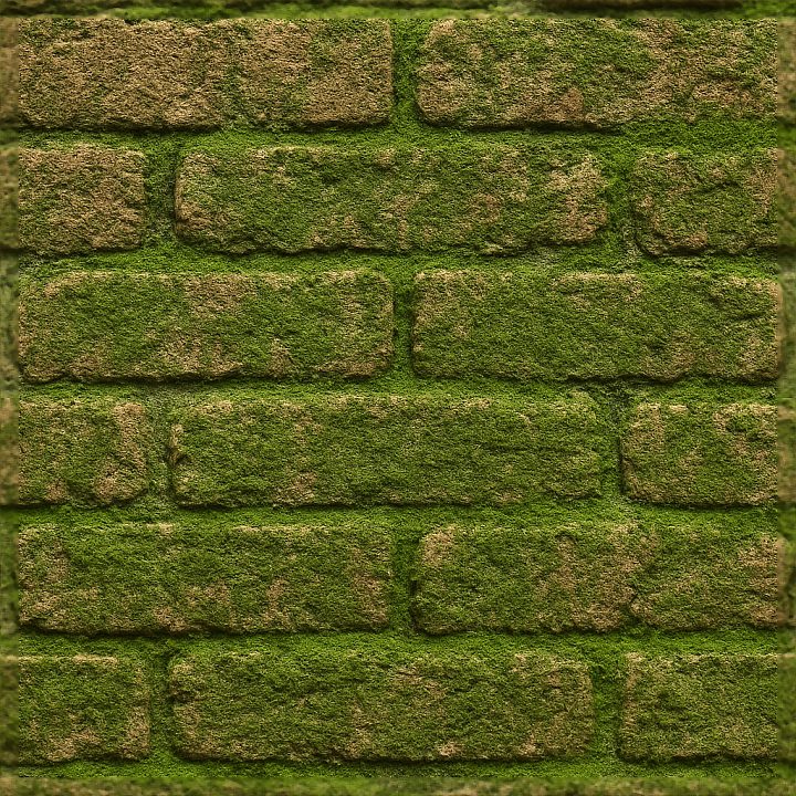 Mossy Brick Damp Rough Surface Wall seamless PBR texture preview