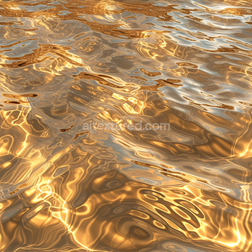 Seamless 3D PBR Golden Reflective Water Texture with Smooth Ripples