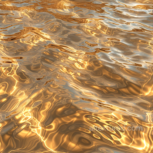 Golden Reflective Water Texture with Smooth Ripples seamless Water PBR texture