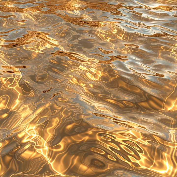 Golden Reflective Water with Smooth Ripples seamless PBR texture preview