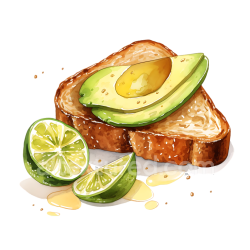 seamless Watercolor Style Gluten-Free Avocado Toast Breakfast with Lime texture 8k free download PBR