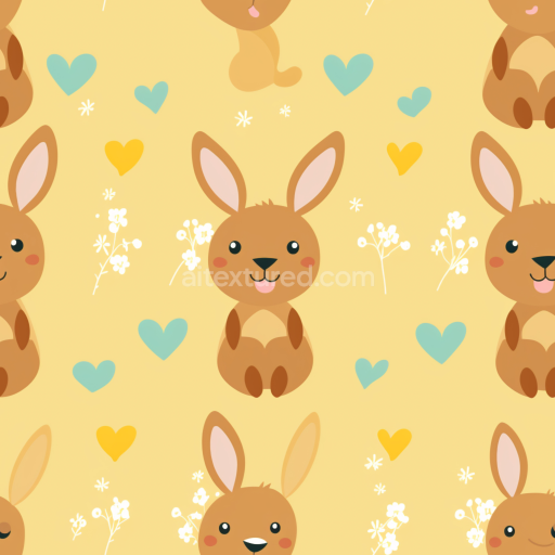 Seamless 3D PBR Texture of Cute Easter Bunny with Heart Motifs