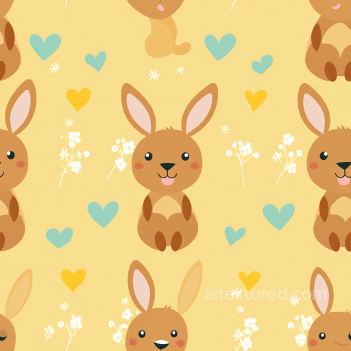 Featuring Cute Easter Bunny and Heart Pattern seamless All Easter Digital paper PBR texture