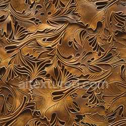 seamless Seamless 3D Embossed Floral Brown Leather PBR Texture with Vintage Detailing texture 8k free download PBR