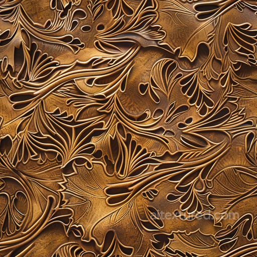 Embossed Floral Brown Leather PBR Texture with Vintage Detailing seamless Leather PBR texture