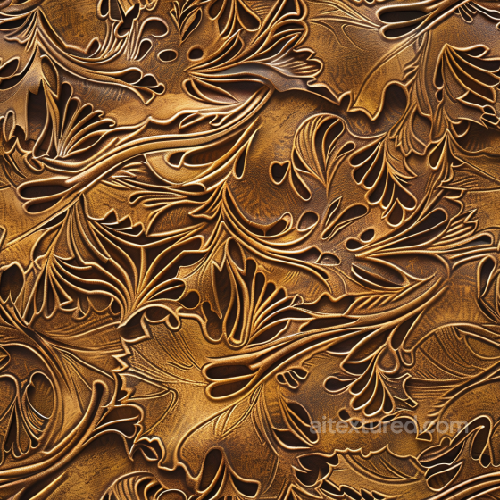 Embossed Floral Brown Leather PBR Texture with Vintage Detailing Leather texture preview