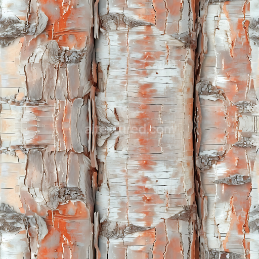 Seamless 3D Birch Bark PBR Texture Featuring Peeling Layers and Weathered Surface