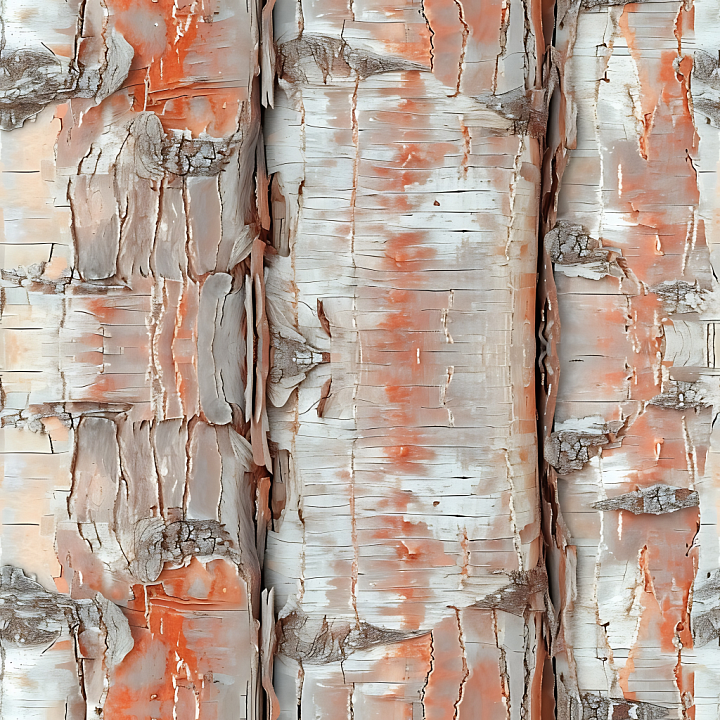 Birch Bark Featuring Peeling Layers and Weathered Surface Wood seamless PBR texture preview