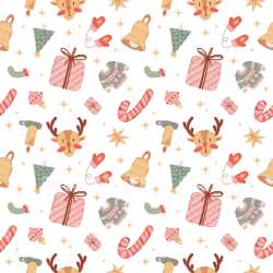 Pattern Bundle - Seamless 3D Pattern PBR Texture Featuring Hand-Drawn Christmas Elements in Soft Colors texture preview