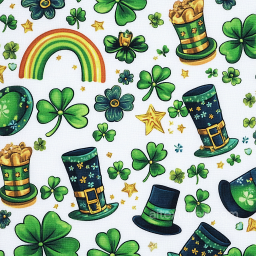Fabric Texture Featuring St Patrick Symbols and Shamrocks seamless St patrick digital paper bundle PBR texture