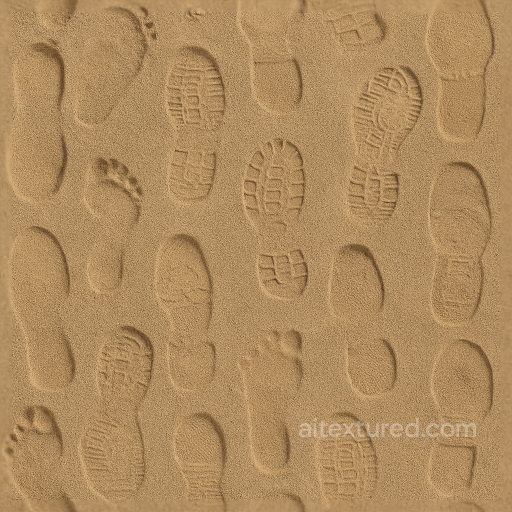 Dry Sand With Human Footprints Pattern seamless Footprints PBR texture