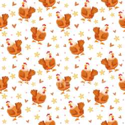 Pattern Bundle - Seamless 3D Pattern PBR Texture Featuring Cartoon Chickens with Floral and Heart Motifs texture preview