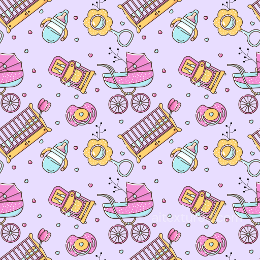with Cute Baby Girl Icons and Pastel Motifs seamless Baby girl  PBR texture