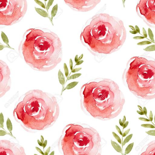 Seamless 3D PBR Texture of Watercolor Pink Flower Pattern with Green Foliage