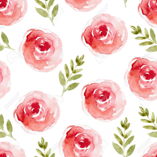 Watercolor Pink Flower Pattern Seamless Texture with Green Foliage seamless Pink Flower PBR texture