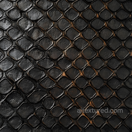 Reptilian Black Scale Skin Texture with Glossy Surface seamless Skin PBR texture