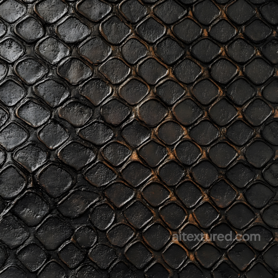 Reptilian Black Scale Skin Texture with Glossy Surface Skin texture preview