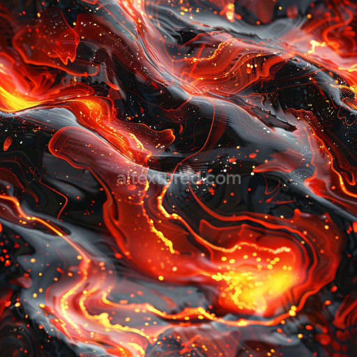 Seamless 3D PBR Texture Featuring Glossy Black and Fiery Orange Lava Flow
