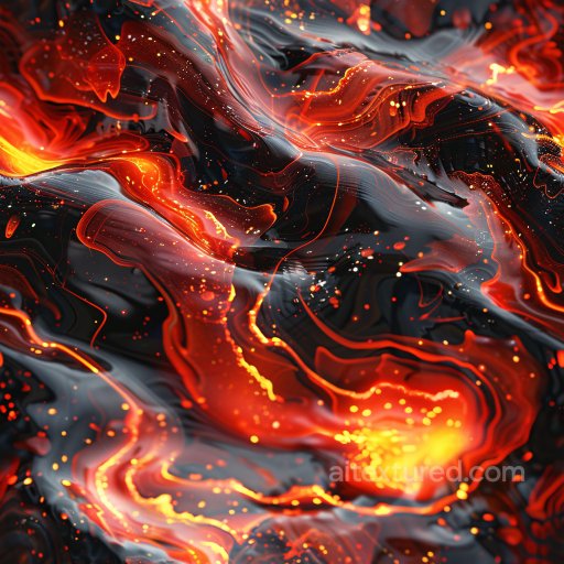 Seamless 3D PBR Texture Featuring Glossy Black and Fiery Orange Lava Flow texture preview