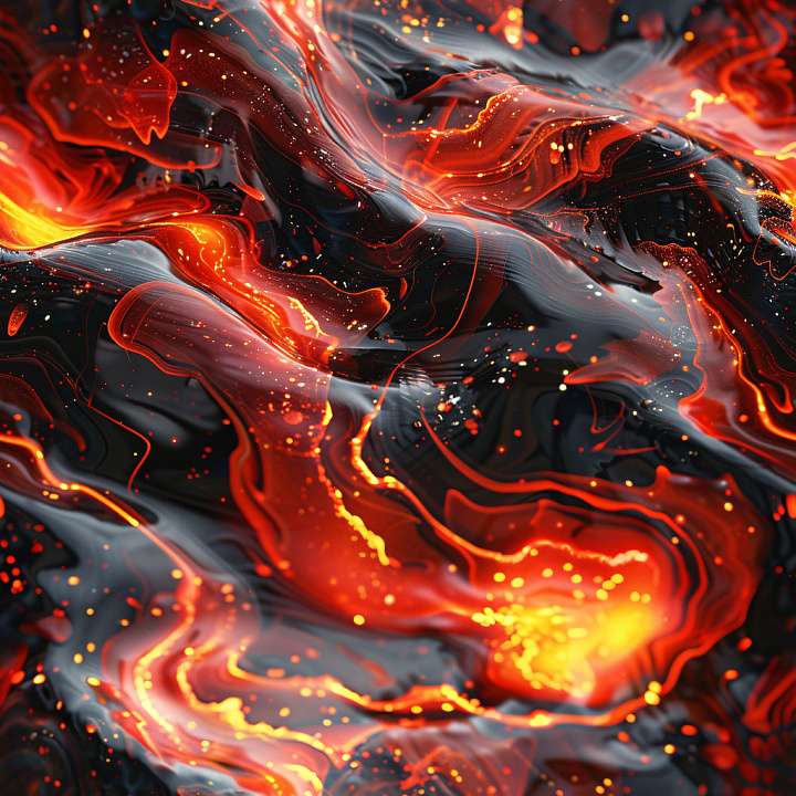 Featuring Glossy Black and Fiery Orange Lava Flow seamless PBR texture preview