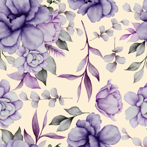 Soft Purple Flower Pattern on Cream Fabric Seamless Texture seamless Purple Flower PBR texture