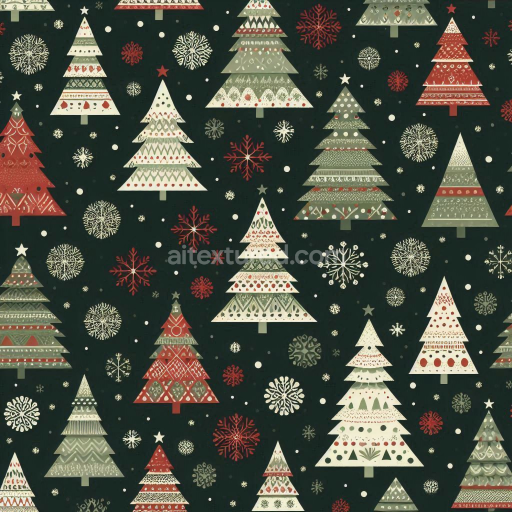 Preview — Seamless 3D PBR Texture of Patterned Christmas Trees and Snowflakes on Dark Background