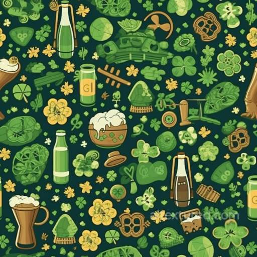St Patrick-Themed Festive Pattern Texture In Green And Gold seamless St patrick PBR texture