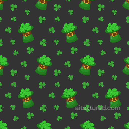 St Patrick Digital Paper Bundle Texture of Green Leprechaun Hats and Shamrocks seamless St patrick digital paper bundle PBR texture