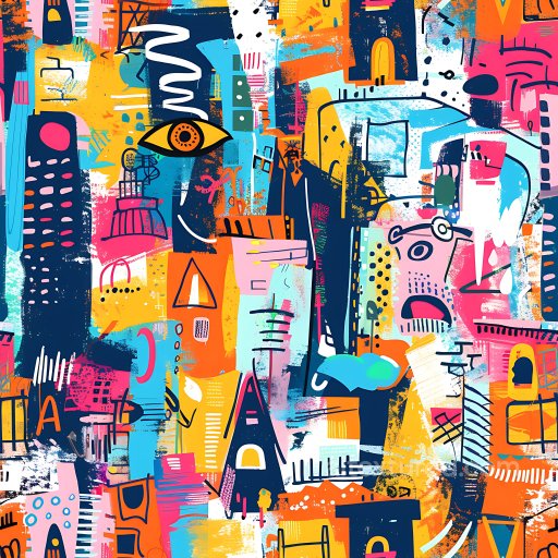 Seamless Vibrant Urban Graffiti 3D PBR Texture with Abstract Shapes and Bright Colors texture preview
