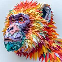 seamless Seamless 3D PBR Texture of Origami-Style Baboon Fur with Vibrant Multicolor Layers texture 8k free download PBR
