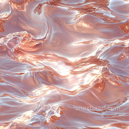 Liquid Metal Water Texture with Reflective Copper Tones and Smooth Fluid Waves seamless Water PBR texture