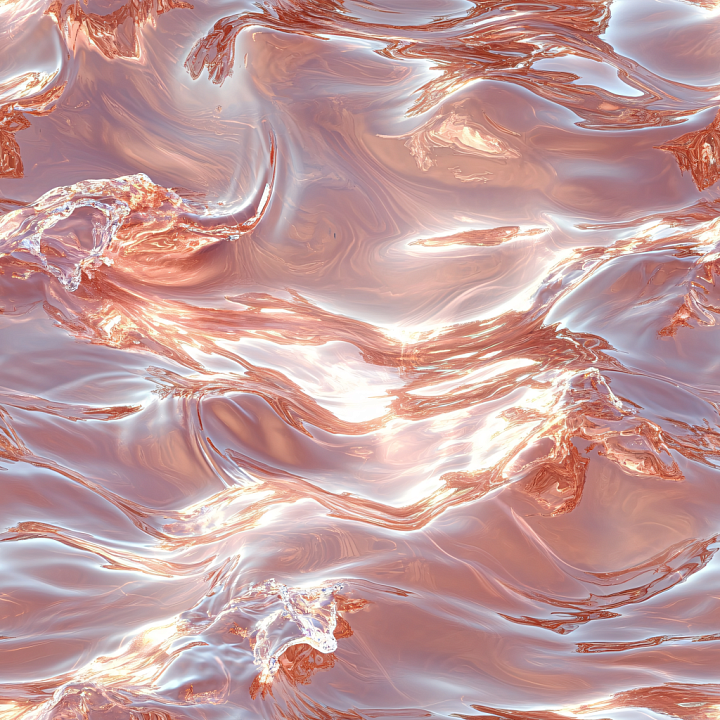 Liquid Metal Water with Reflective Copper Tones and Smooth Fluid Waves seamless PBR texture preview