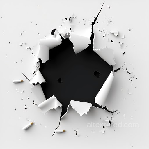 Cracked and Hole PBR Texture of Torn White Paper with Bullets seamless Cracked & Holes PBR texture