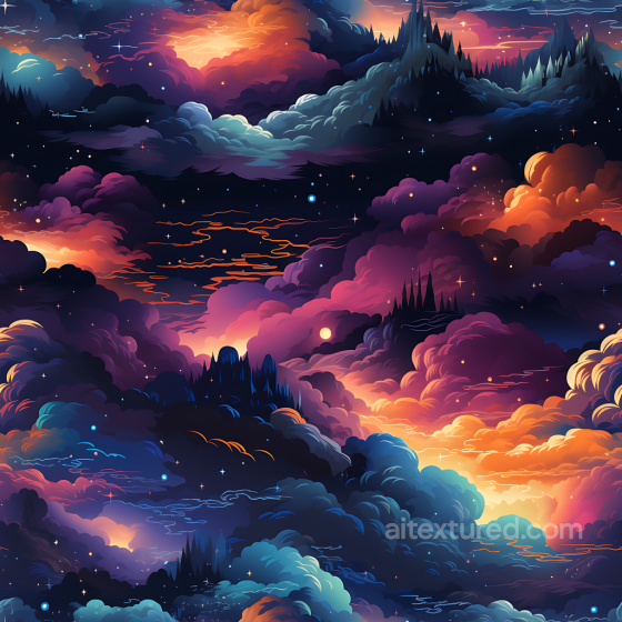 Space PBR Texture Featuring Vibrant Nebula Clouds and Starry Cosmic Sky Star, space, planets texture preview