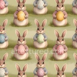 seamless Seamless 3D PBR Texture Featuring Cute Easter Bunnies Holding Colored Eggs texture 8k free download PBR