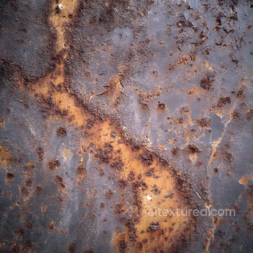 Rusted Metal PBR Texture Featuring Cracked and Pitted Surface seamless Rust PBR texture
