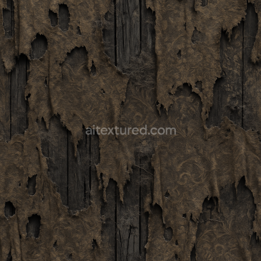 Seamless 3d texture pbr 8k burnt fabric with charred wood and ash residue for horror