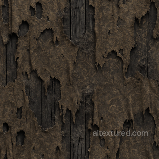 Burnt Fabric With Charred Wood And Ash Residue For Horror seamless Halloween PBR texture