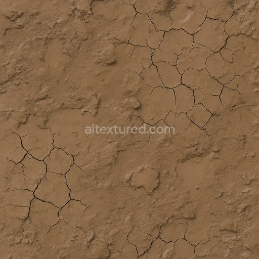 Seamless 3d texture pbr 8k of muddy earth surface with mud patches and mud crust