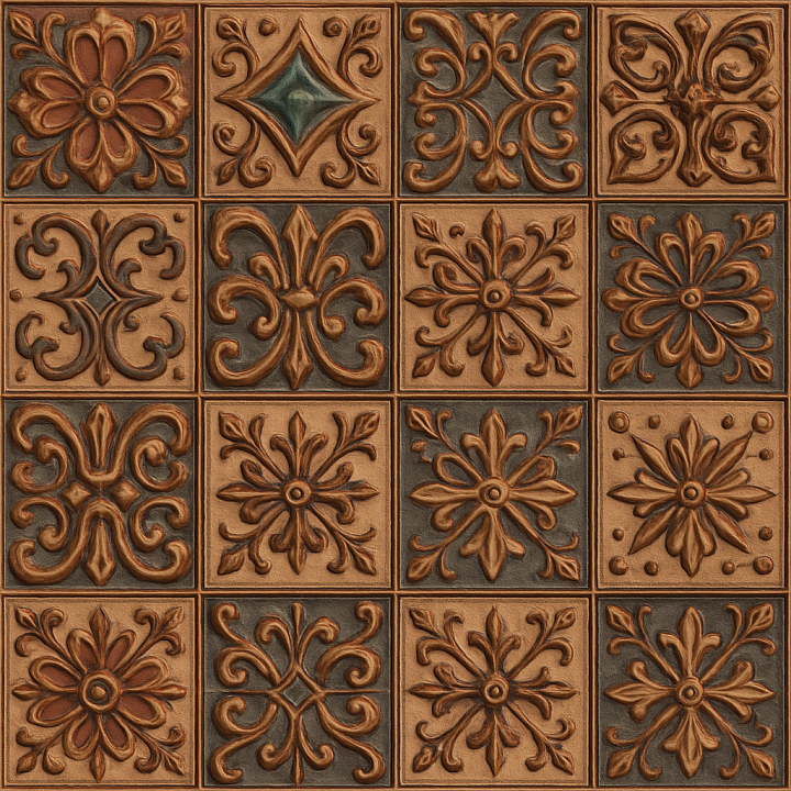 Decorative Clay Tiles seamless PBR texture preview
