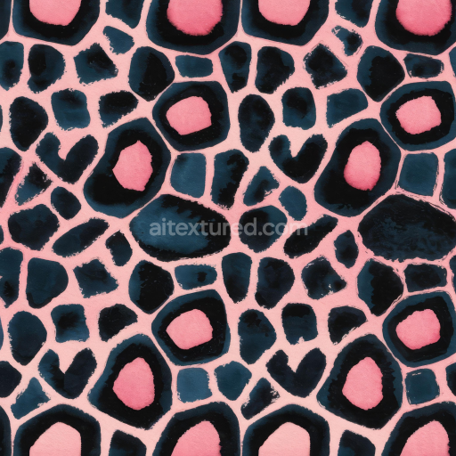 Seamless 3D PBR Leopard Print Texture with Rough Painted Pink and Black Pattern