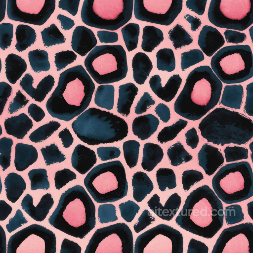 Leopard Print Fabric Texture with Pink and Black Spots seamless Leopard Print PBR texture